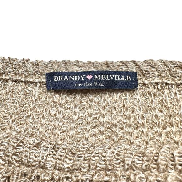 Brandy Melville | Women | Tan Wool Blend Sheer Loose Knit LS Sweater | One Size - Picture 9 of 10